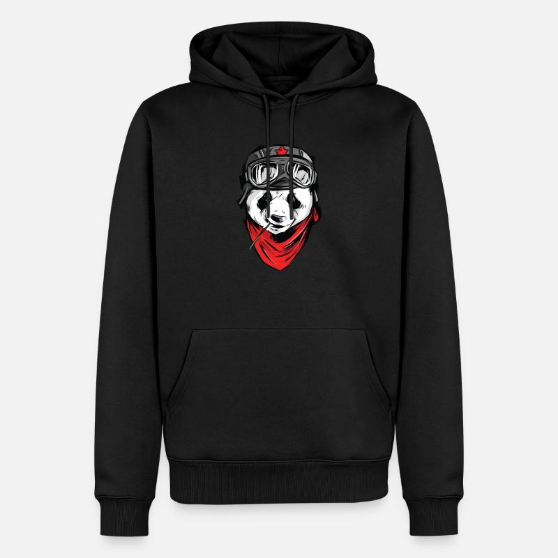 Piloten Panda - Männer Premium Bio Hoodie - Schwarz