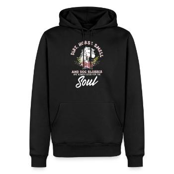 Cadeau Amoureux des chiens cheval imprimer | Dirt Horse Odeur & - Sweat à capuche Premium bio Homme - noir - Devant - Nico (187cm)