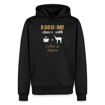A Good Day Starts with Coffee and Alpaca! Geschenk - Männer Premium Bio Hoodie - Schwarz - Vorne - Nico (187cm)