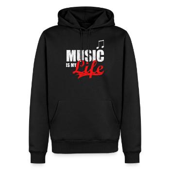 Music is my Life! Musik Geschenk Note life Idee - Männer Premium Bio Hoodie - Schwarz - Vorne - Nico (187cm)