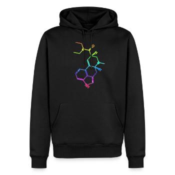 LSD Strukturformel Molekül A. Hofmann Bicycle Day - Männer Premium Bio Hoodie - Schwarz - Vorne - Nico (187cm)