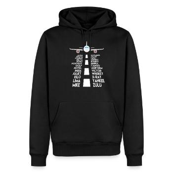 Pilot plane phonetic alphabet - Men’s Premium Organic Hoodie - black - Front - Nico (187cm)