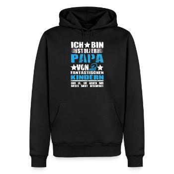 Ich bin Stolzer Papa von 2 Fantastischen Kindern - Männer Premium Bio Hoodie - Schwarz - Vorne - Nico (187cm)