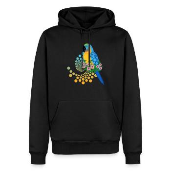 Perroquet avec des fleurs - Sweat à capuche Premium bio Homme - noir - Devant - Nico (187cm)