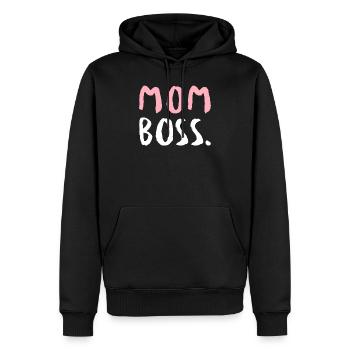 Maman patron - Sweat à capuche Premium bio Homme - noir - Devant - Nico (187cm)