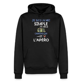 je suis un mec simple J'aime le camping car et - Sweat à capuche Premium bio Homme - noir - Devant - Nico (187cm)