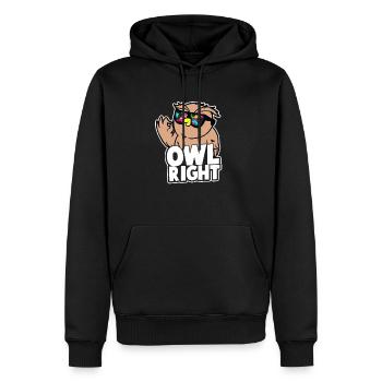 Owl right Eule cooles Geschenk - Männer Premium Bio Hoodie - Schwarz - Vorne - Nico (187cm)