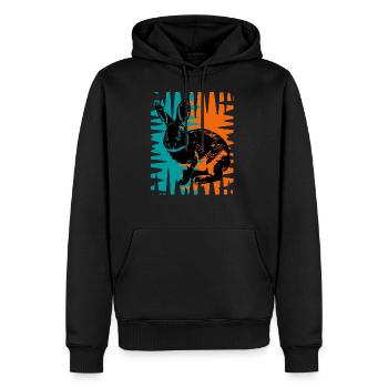Rabbit - Männer Premium Bio Hoodie - Schwarz - Vorne - Nico (187cm)