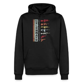 Feiern Sie Diversity Different Gun Grafik | Gewehr - Männer Premium Bio Hoodie - Schwarz - Vorne - Nico (187cm)