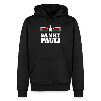 St Pauli Sankt Hamburg Vintage Retro Geschenk - Männer Premium Bio Hoodie - Schwarz - Vorne - Nico (187cm)