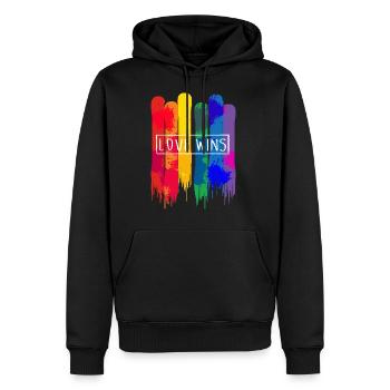L'amour gagne les LGBT - Sweat à capuche Premium bio Homme - noir - Devant - Nico (187cm)