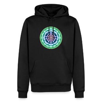 Sri Yantra Géométrie Sacrée - Sweat à capuche Premium bio Homme - noir - Devant - Nico (187cm)