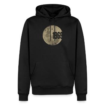 50 Jahre Apollo 11, 1969 Mondlandung - Männer Premium Bio Hoodie - Schwarz - Vorne - Nico (187cm)