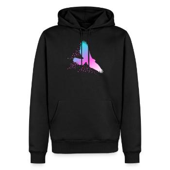 T-shirt faucon coloré et cadeau - Sweat à capuche Premium bio Homme - noir - Devant - Nico (187cm)