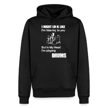 Funny drummer drums shirt for boys, girls, men and - Männer Premium Bio Hoodie - Schwarz - Vorne - Nico (187cm)