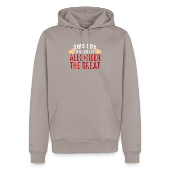 Verwandt mit Alexander dem Großen - Genealogy Geek - Männer Premium Bio Hoodie - Taupe - Vorne - Nico (187cm)