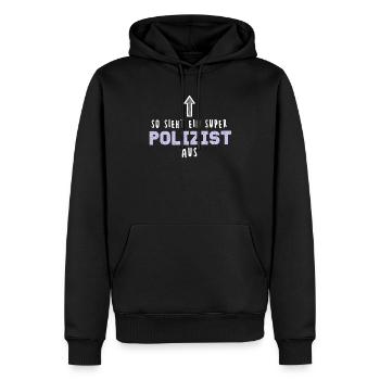 Polizei Polizist Polizeianwärter Beamter Geschenk - Männer Premium Bio Hoodie - Schwarz - Vorne - Nico (187cm)