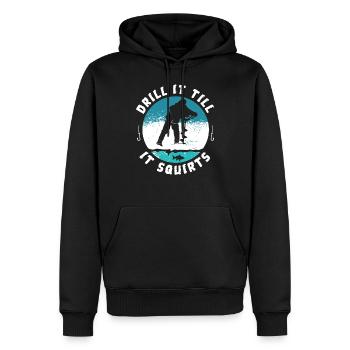 Drôle grossier Drill It Till It Squirts Pêche sur glace - Sweat à capuche Premium bio Homme - noir - Devant - Nico (187cm)
