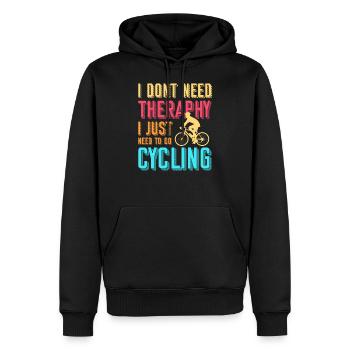 J'ai juste besoin d'une thérapie, j'ai juste besoin de faire du vélo - Sweat à capuche Premium bio Homme - noir - Devant - Nico (187cm)