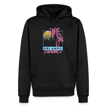 Orlando Beach FL, Florida Tee, Vintage Stranddruck - Männer Premium Bio Hoodie - Schwarz - Vorne - Nico (187cm)