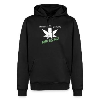 La drogue rend indifférent - Je m’en fous - Sweat à capuche Premium bio Homme - noir - Devant - Nico (187cm)
