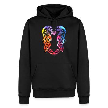 Fond d'Art coloré Dragon Tribal - Sweat à capuche Premium bio Homme - noir - Devant - Nico (187cm)