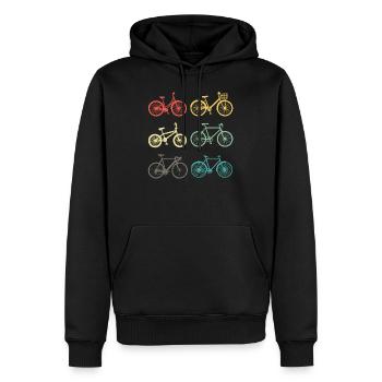 Vélo vintage - Sweat à capuche Premium bio Homme - noir - Devant - Nico (187cm)