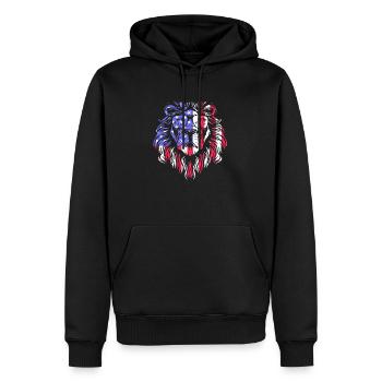 USA Amérique drapeau lion - Sweat à capuche Premium bio Homme - noir - Devant - Nico (187cm)