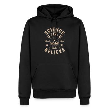 La science se fiche de ce que vous croyez En cadeau - Sweat à capuche Premium bio Homme - noir - Devant - Nico (187cm)