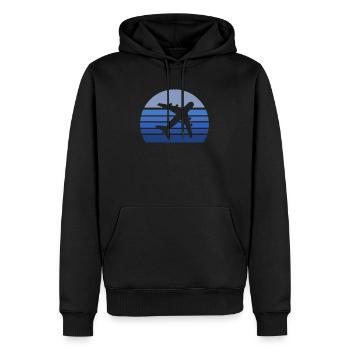 Retro Blue Flugzeug Silhouette - Männer Premium Bio Hoodie - Schwarz - Vorne - Nico (187cm)