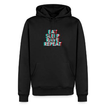Eat Sleep Rave Repeat Musik Geschenk - Männer Premium Bio Hoodie - Schwarz - Vorne - Nico (187cm)