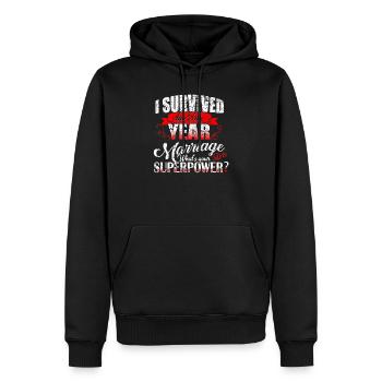 Anniversaire de mariage 20 ans marié - Sweat à capuche Premium bio Homme - noir - Devant - Nico (187cm)