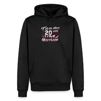 Anniversaire de mariage 20 ans marié - Sweat à capuche Premium bio Homme - noir - Devant - Nico (187cm)