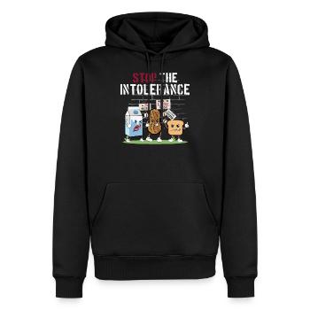 Food Allergies Joke Grafik - Stoppen Sie die Intoleranz - Männer Premium Bio Hoodie - Schwarz - Vorne - Nico (187cm)