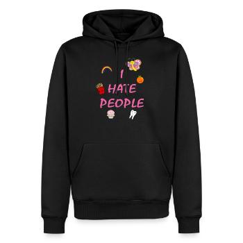 I hate people - Men’s Premium Organic Hoodie - black - Front - Nico (187cm)