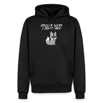 Wolf - Wölfe - Wolffan – Spoiler - Mir egal - Männer Premium Bio Hoodie - Schwarz - Vorne - Nico (187cm)