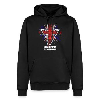 Royaume-Uni UK Union Jack - Sweat à capuche Premium bio Homme - noir - Devant - Nico (187cm)