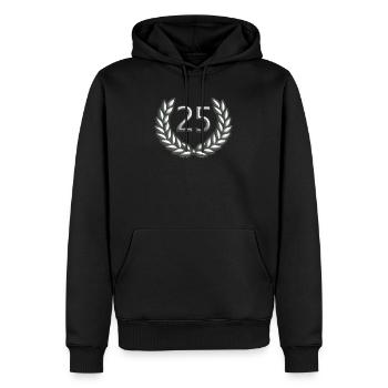 Mariage Mariage argent 25 ans avec couronne de laurier - Sweat à capuche Premium bio Homme - noir - Devant - Nico (187cm)