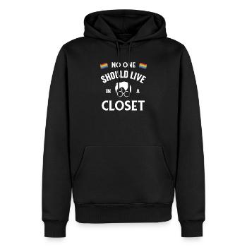 Personne ne devrait vivre dans un placard fierté cadeau LGBT - Sweat à capuche Premium bio Homme - noir - Devant - Nico (187cm)