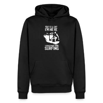 Im Surfing - Männer Premium Bio Hoodie - Schwarz - Vorne - Nico (187cm)
