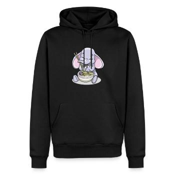 Kawaii Baby Elephant Manger Rood Noodles - Sweat à capuche Premium bio Homme - noir - Devant - Nico (187cm)