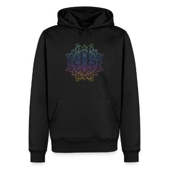 Mandala, tee-shirt, impression minimaliste, graphique de Yoga, - Sweat à capuche Premium bio Homme - noir - Devant - Nico (187cm)