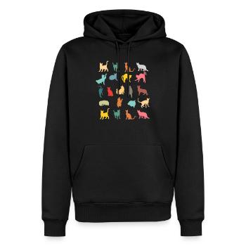 chats - Sweat à capuche Premium bio Homme - noir - Devant - Nico (187cm)