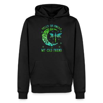 Bonjour les ténèbres mon vieil ami lune et libellule - Sweat à capuche Premium bio Homme - noir - Devant - Nico (187cm)