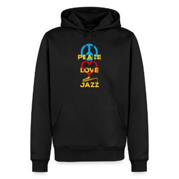 Peace Love Jazz - Männer Premium Bio Hoodie - Schwarz - Vorne - Nico (187cm)