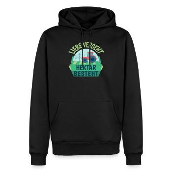 Drôle fermiers dictons l'amour passe par hectares - Sweat à capuche Premium bio Homme - noir - Devant - Nico (187cm)