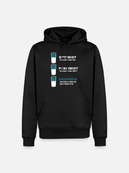 Funny Joke product for Engineers Half Full - Men’s Premium Organic Hoodie - black