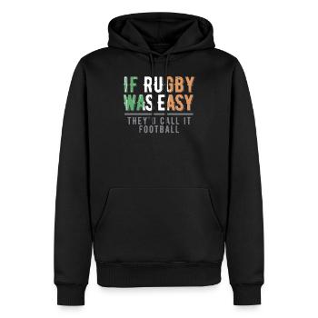 Lustiger Rugby-Druck | Irisch | Fußball - Männer Premium Bio Hoodie - Schwarz - Vorne - Nico (187cm)