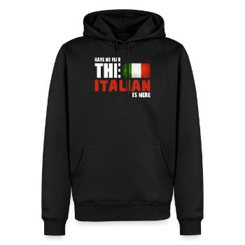 Lustig haben Sie keine Furcht, die der Italiener hier ist - Männer Premium Bio Hoodie - Schwarz - Vorne - Nico (187cm)