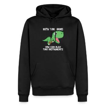 Dino T-Rex Ukulele Klein Lustig Süß Musik Geschenk - Männer Premium Bio Hoodie - Schwarz - Vorne - Nico (187cm)